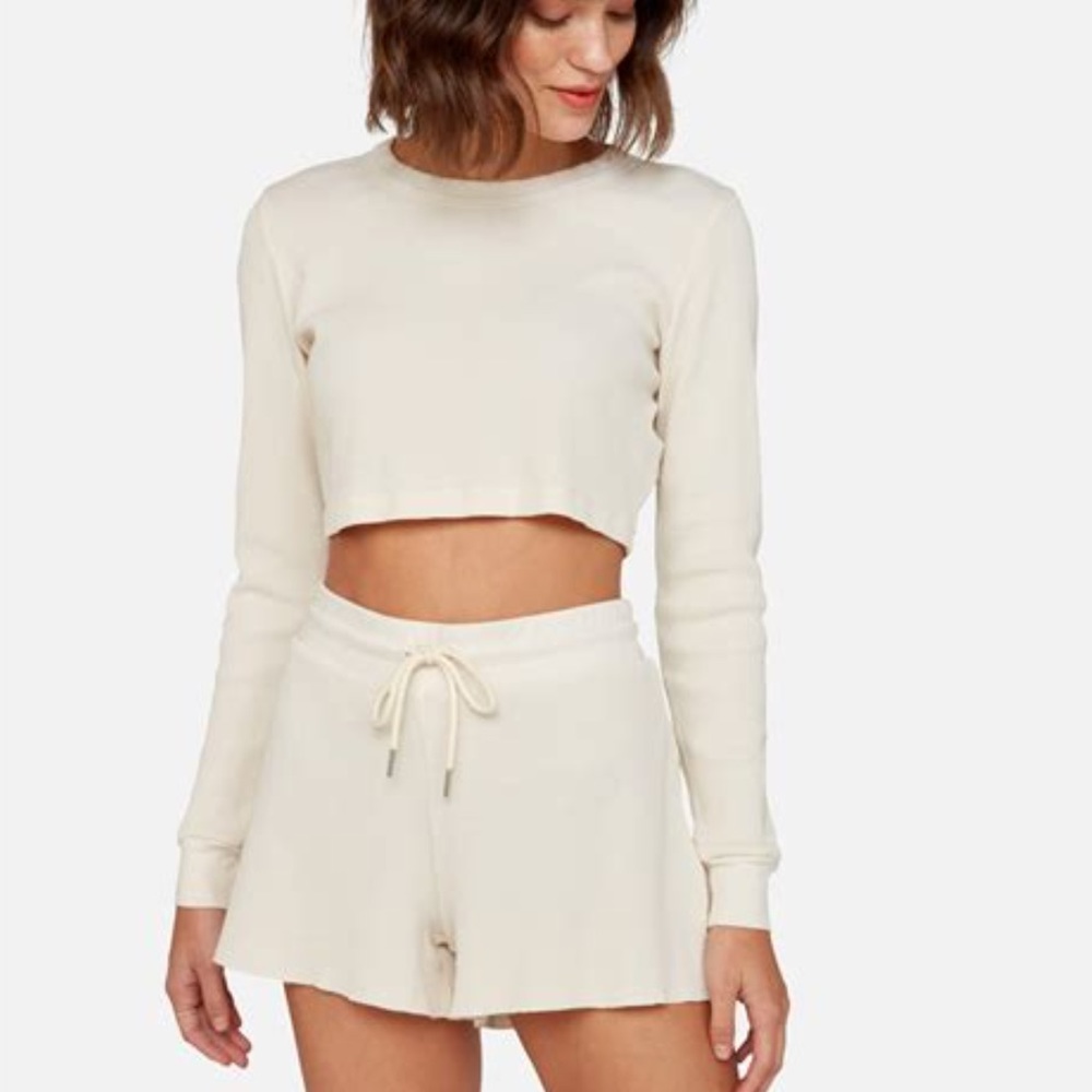 MATE the label Organic Thermal Crop Top in Bone size XS